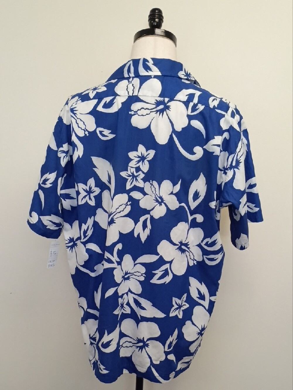 Halo Hottie Hawaiian Shirt Blue White Floral Hibiscus Camp Top Size XL - Picture 3 of 8